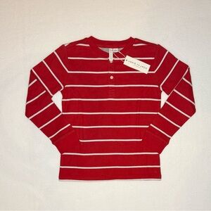 Janie and Jack Red and White Striped Long Sleeve Tee